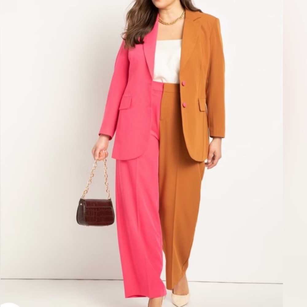 Eloquii Color Block Blazer + Pants Set
